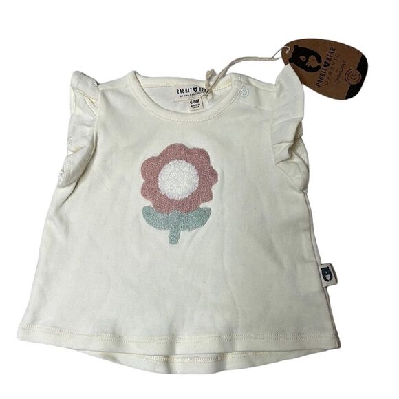 Rabbit+Bear Organic Cotton Graphic Ruffle T-shirt. Size 6-9 Months. New With Tag - Picture 1 of 7
